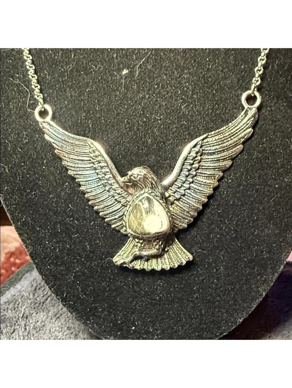 Sterling Silver Eagle Necklace | White Buffalo Stone | 24g | Thailand
